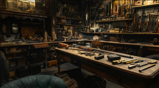 Rifles on table