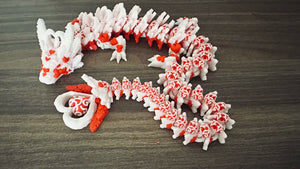 Heart-Themed Articulated Dragon Red and White